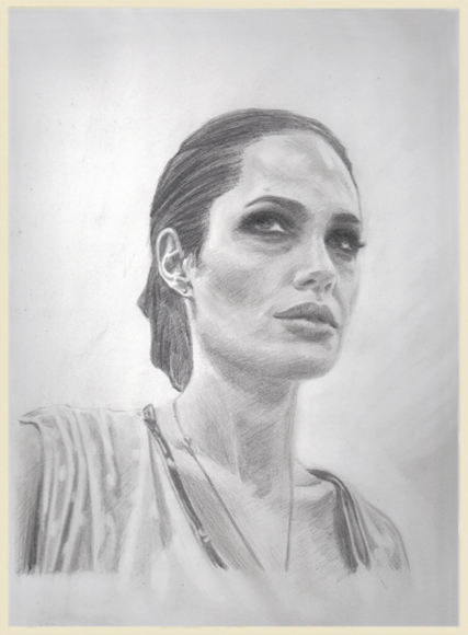 Angelina Jolie's portrait in pencil